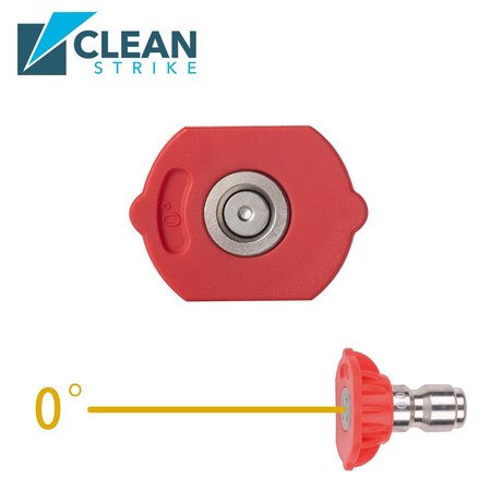 Clean Strike Pressure Washer Spray Nozzle Tips, 0-Degrees Red, 1/4 Inch 5PK (4.5 Orifice) CS-1021